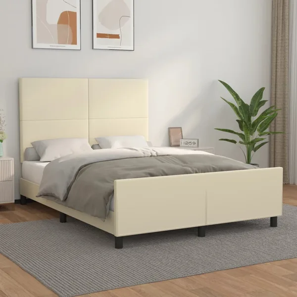 Cadre de lit sans matelas crème 140x200 cm similicuir