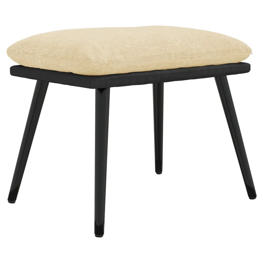 Repose-pied Crème 45x29,5x35 cm Tissu et similicuir - 2