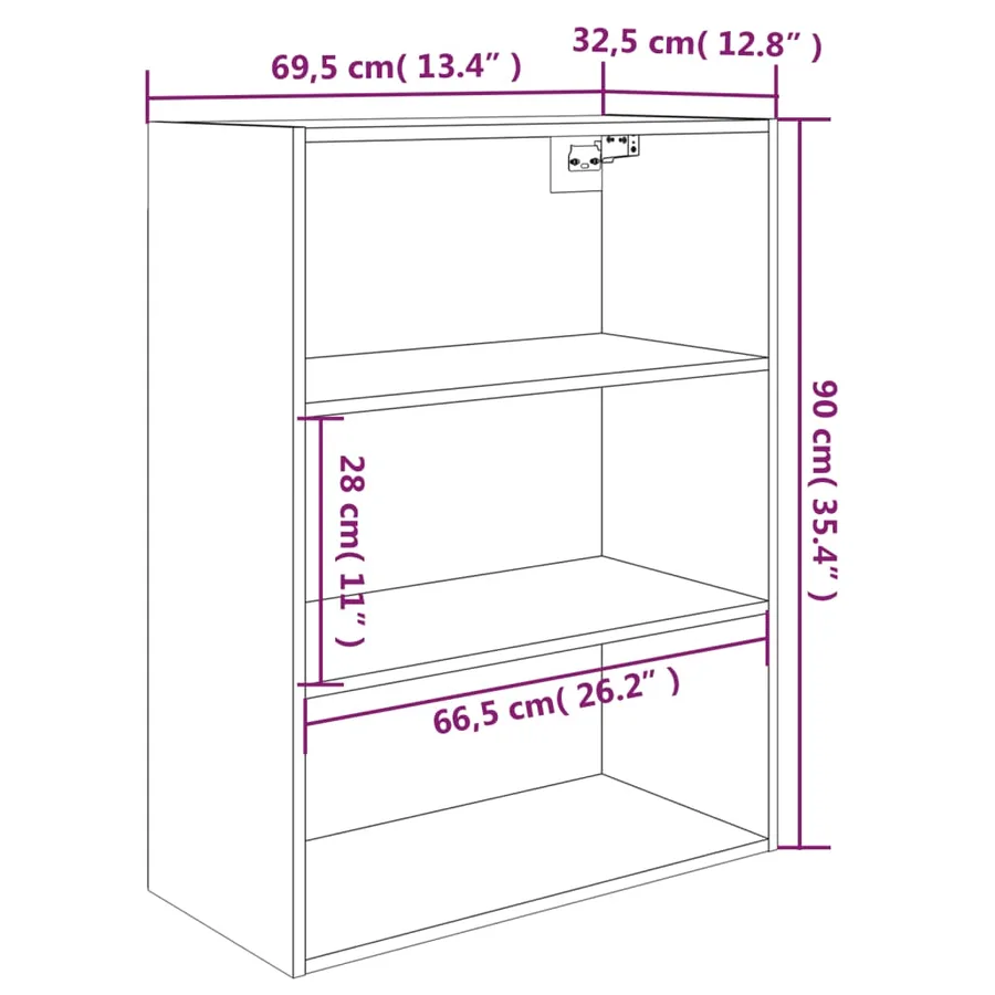 Armoire murale suspendue Blanc 69,5x32,5x90 cm - 8