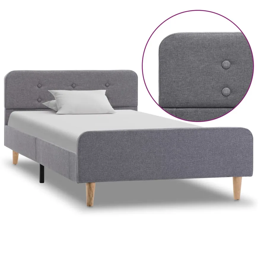Cadre de lit sans matelas gris clair tissu 90x200 cm
