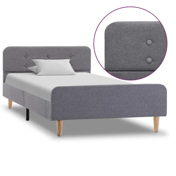 Cadre de lit sans matelas gris clair tissu 90x200 cm