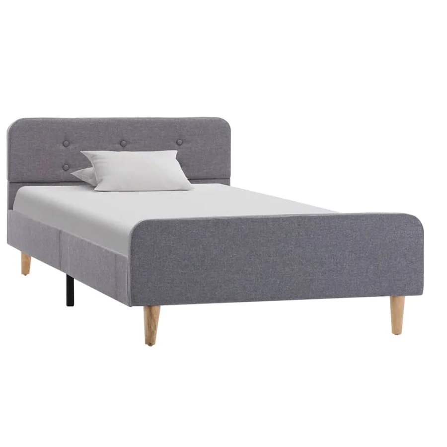 Cadre de lit sans matelas gris clair tissu 90x200 cm - 2