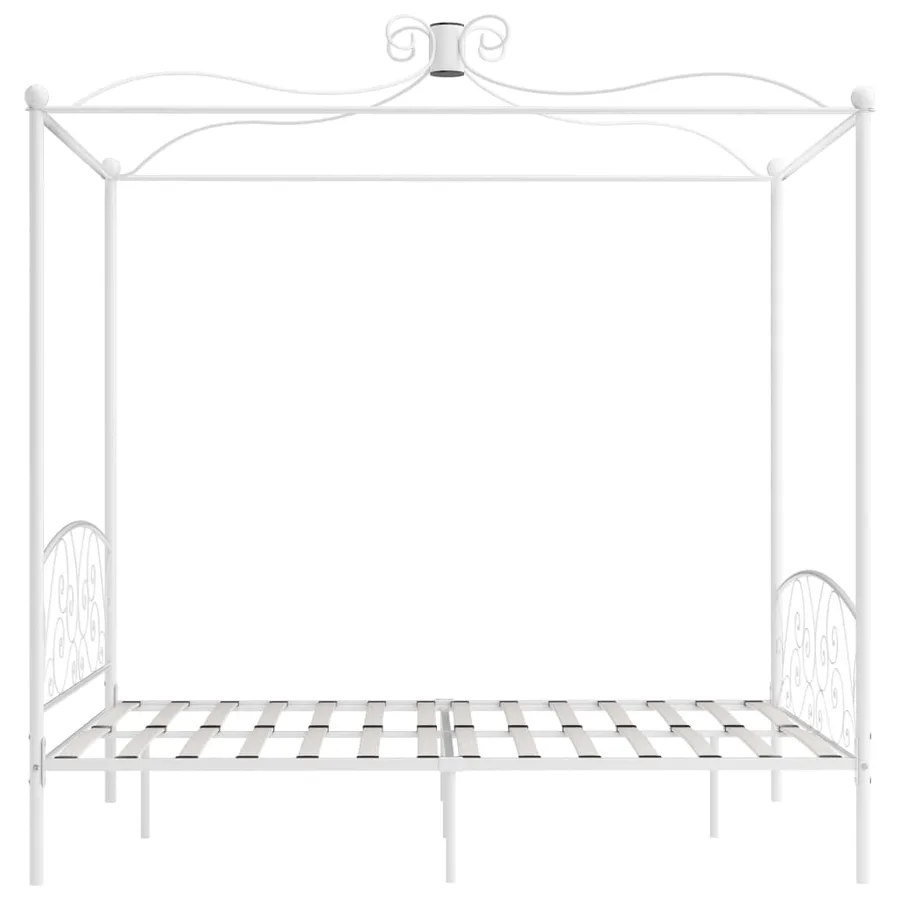 Cadre de lit à baldaquin Blanc 160x200 cm Métal - 4
