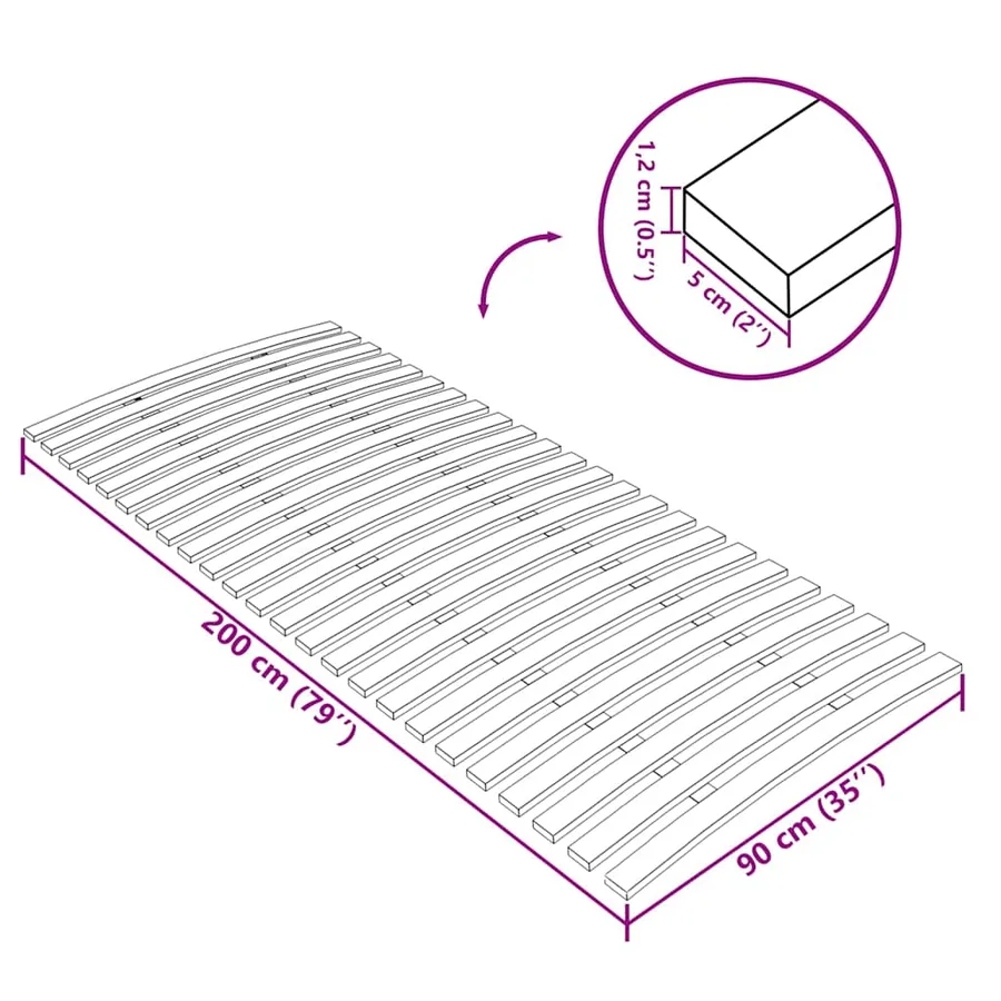 Latte de rechange pour sommier avec 24 lattes 90 x 200 cm - 8