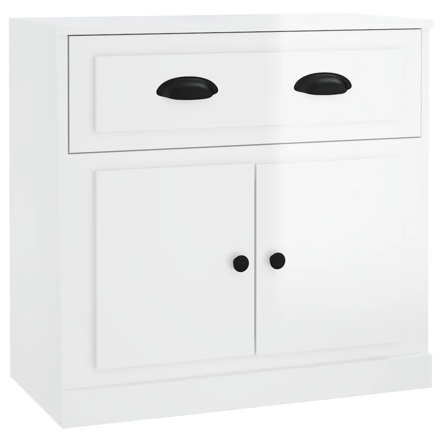 Buffet blanc brillant 70x35,5x67,5 cm bois d'ingénierie - 2
