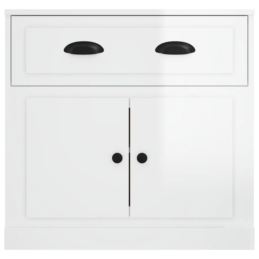 Buffet blanc brillant 70x35,5x67,5 cm bois d'ingénierie - 6