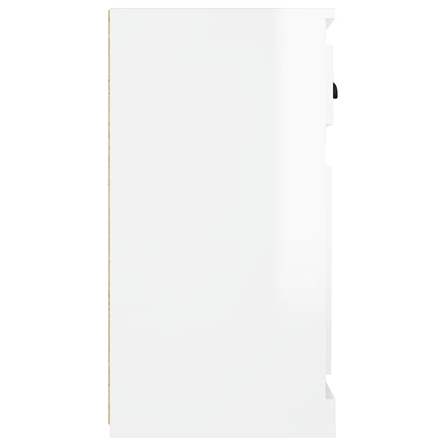 Buffet blanc brillant 70x35,5x67,5 cm bois d'ingénierie - 7