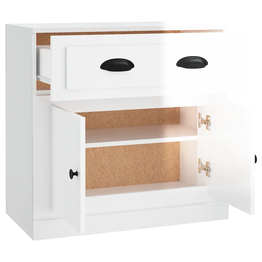 Buffet blanc brillant 70x35,5x67,5 cm bois d'ingénierie - 8