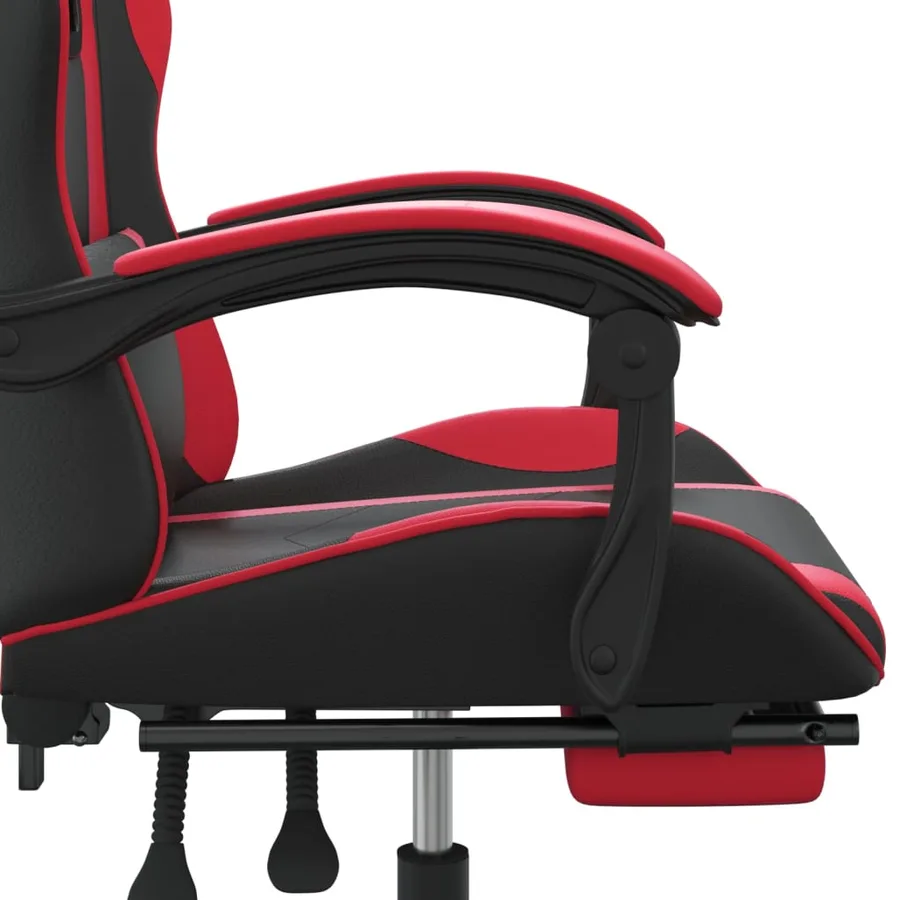 Chaise de jeu avec repose-pied Noir et rouge Similicuir - 10