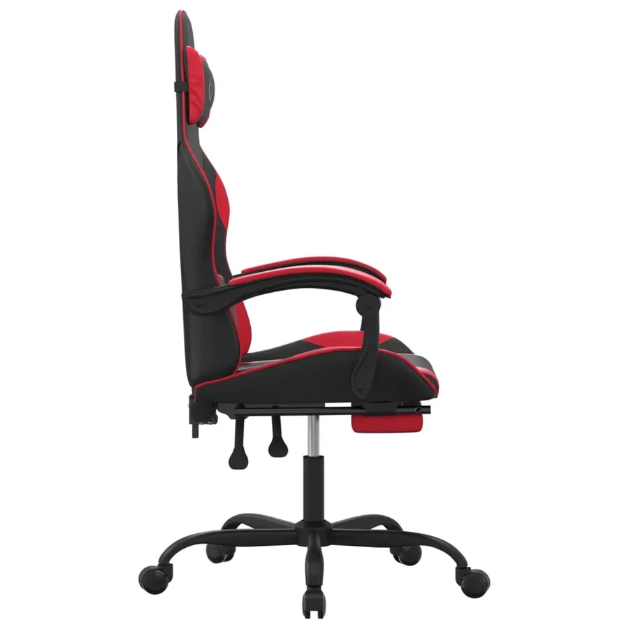 Chaise de jeu avec repose-pied Noir et rouge Similicuir - 4