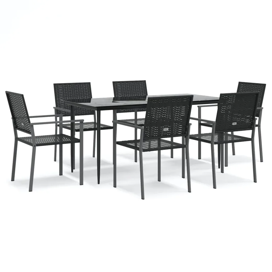 Ensemble à manger de jardin 7 pcs résine tressée acier - 2