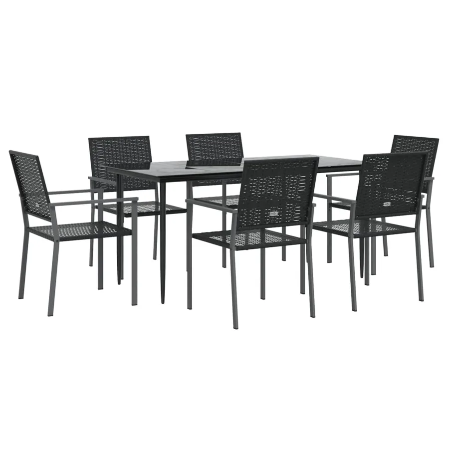 Ensemble à manger de jardin 7 pcs résine tressée acier - 3