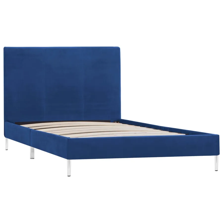 Cadre de lit sans matelas bleu tissu 90x200 cm - 2
