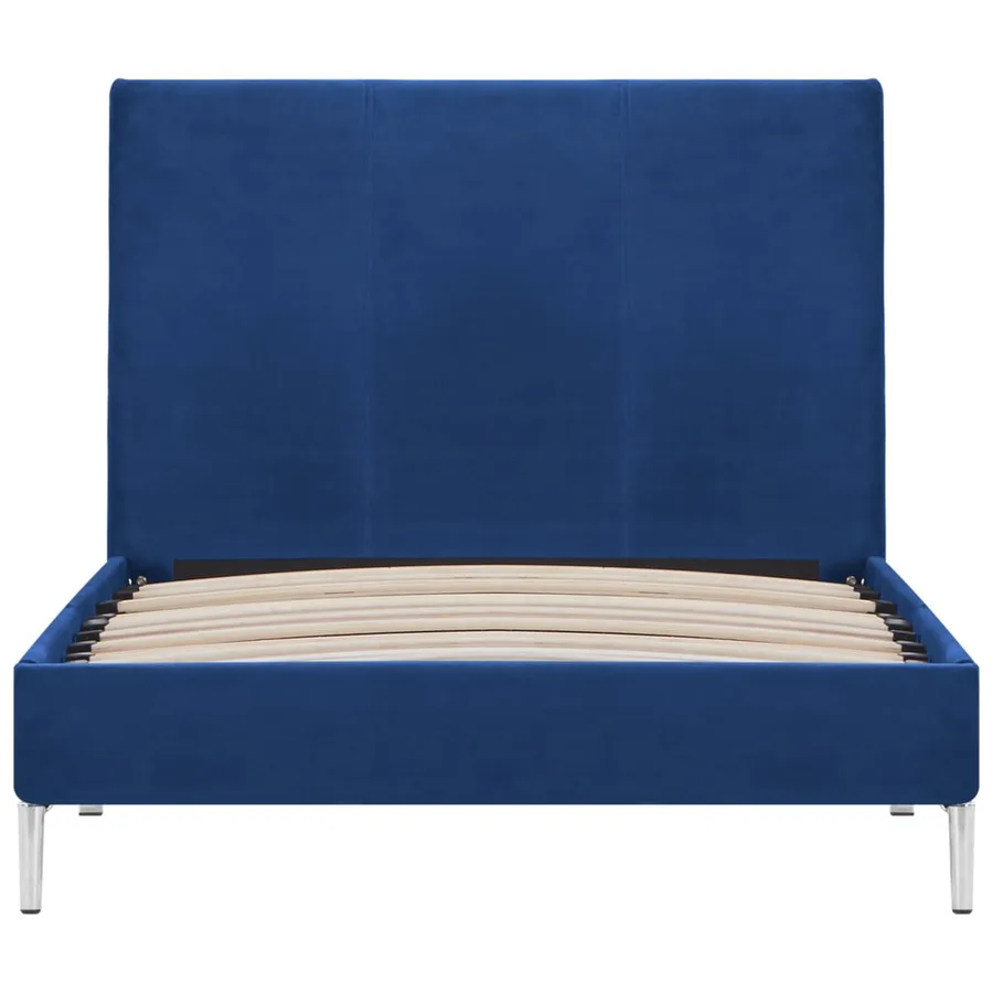 Cadre de lit sans matelas bleu tissu 90x200 cm - 3