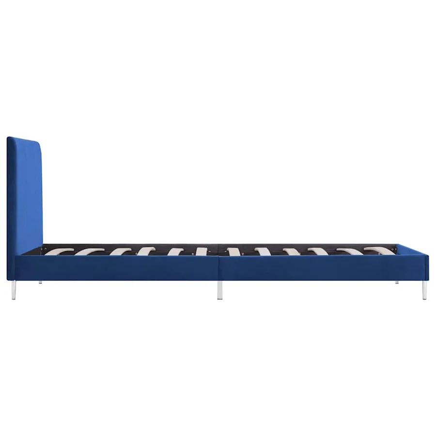 Cadre de lit sans matelas bleu tissu 90x200 cm - 4