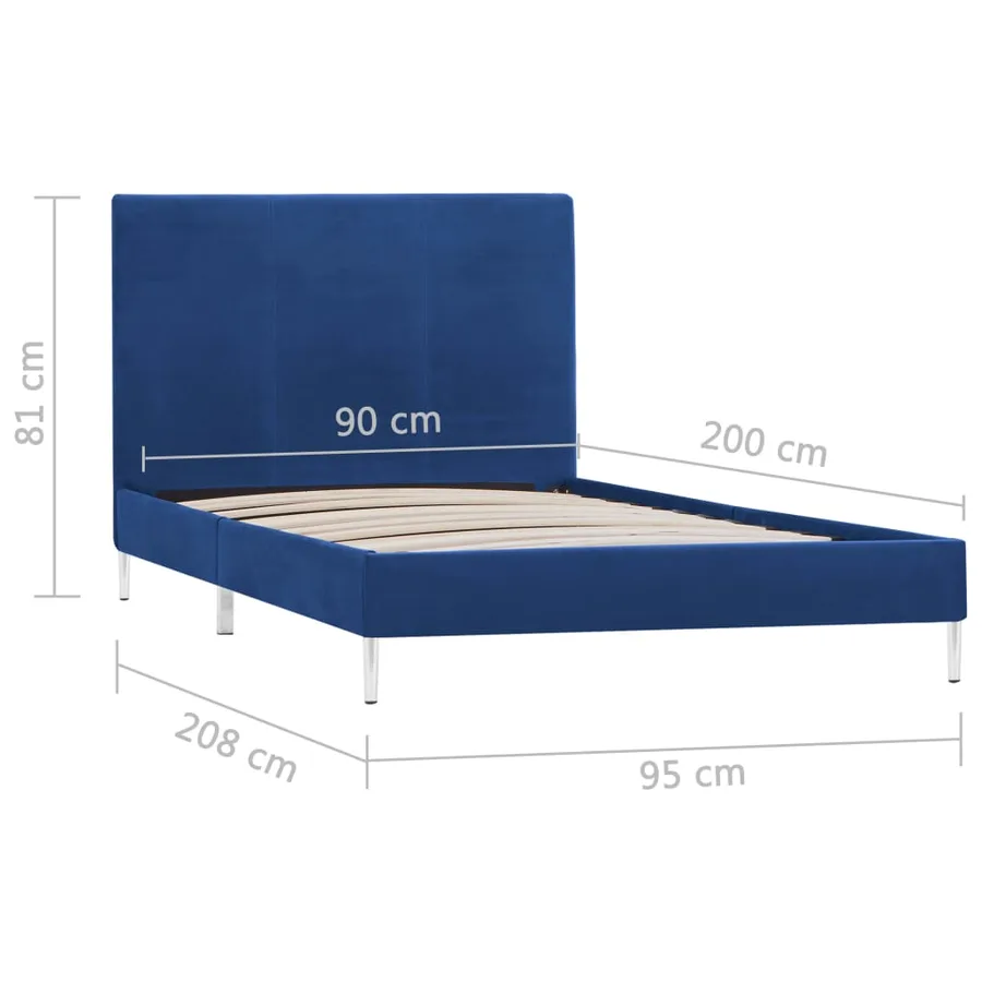 Cadre de lit sans matelas bleu tissu 90x200 cm - 6