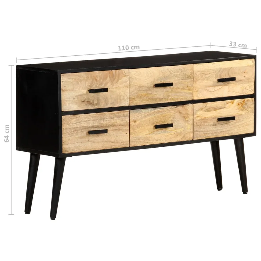 Buffet 110x33x64 cm Bois de manguier massif - 9