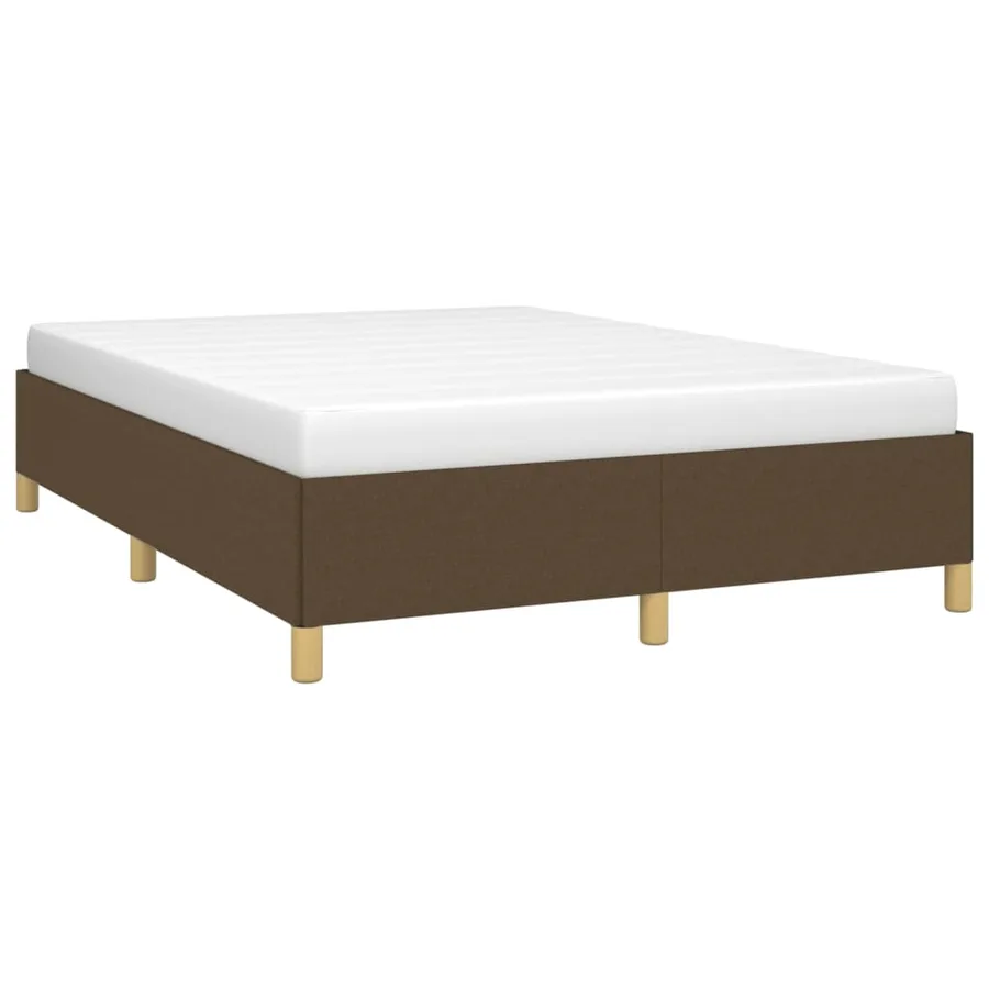 Cadre de lit sans matelas marron foncé 140x190 cm tissu - 3