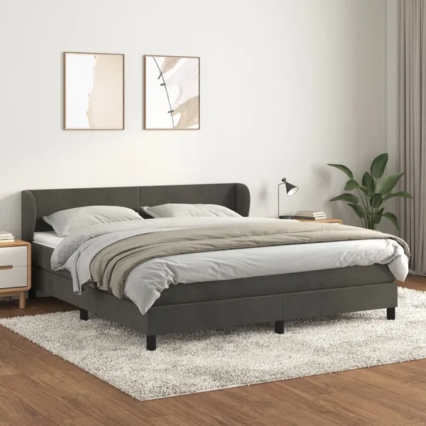 Sommier à lattes de lit et matelas Gris foncé 180x200cm Velours