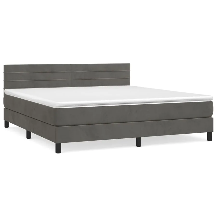 Sommier à lattes de lit et matelas Gris foncé 180x200cm Velours - 2