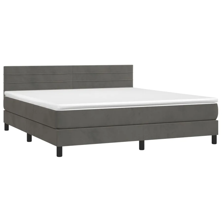 Sommier à lattes de lit et matelas Gris foncé 180x200cm Velours - 3