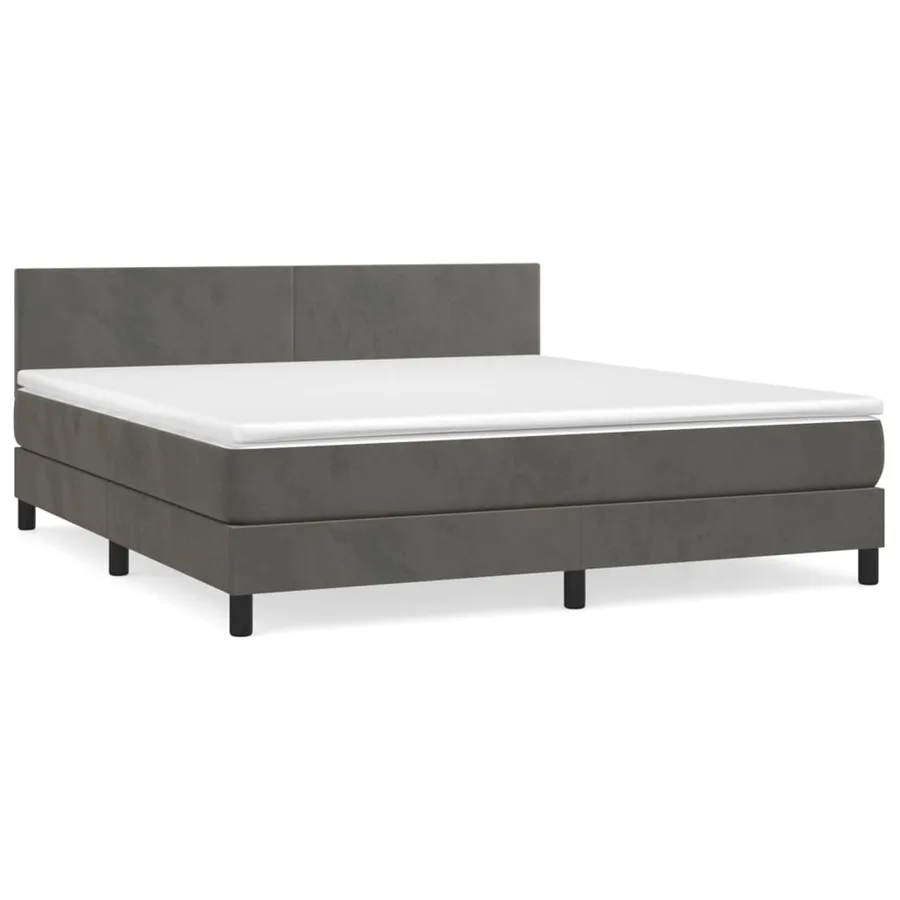Sommier à lattes de lit et matelas Gris foncé 180x200cm Velours - 2