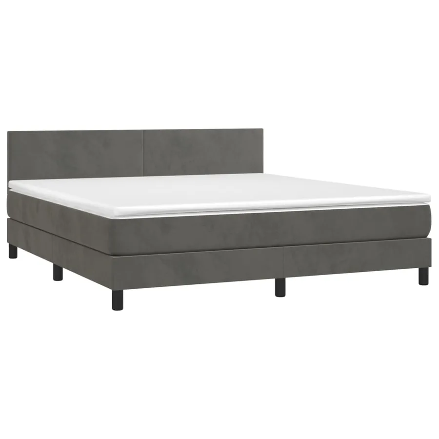 Sommier à lattes de lit et matelas Gris foncé 180x200cm Velours - 3
