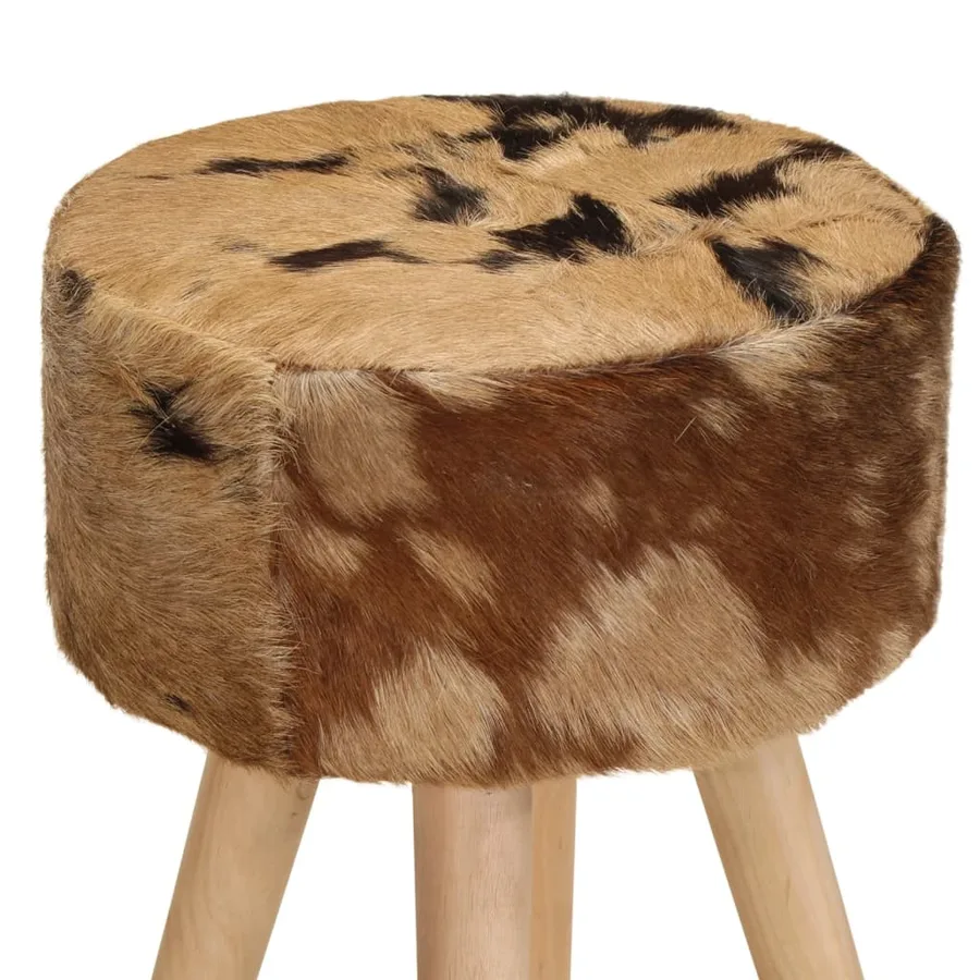 Tabourets de bar lot de 2 cuir véritable et bois de manguier - 3