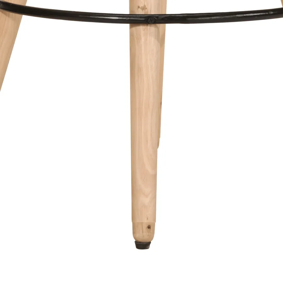 Tabourets de bar lot de 2 cuir véritable et bois de manguier - 4