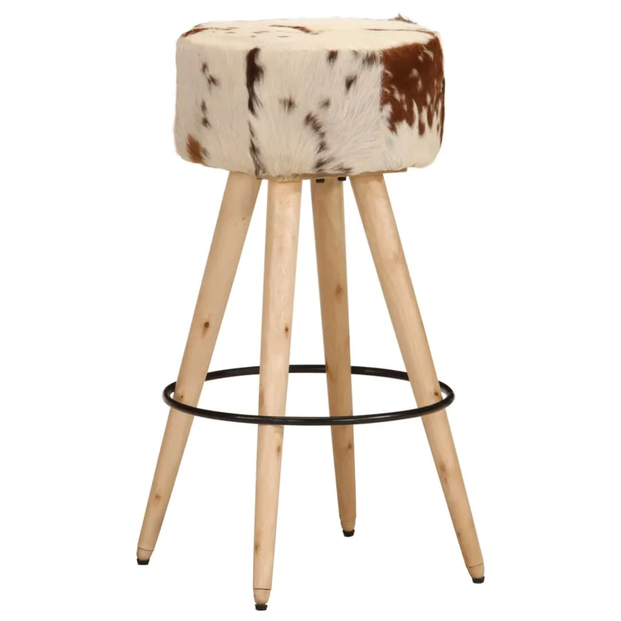 Tabourets de bar lot de 2 cuir véritable et bois de manguier - 8