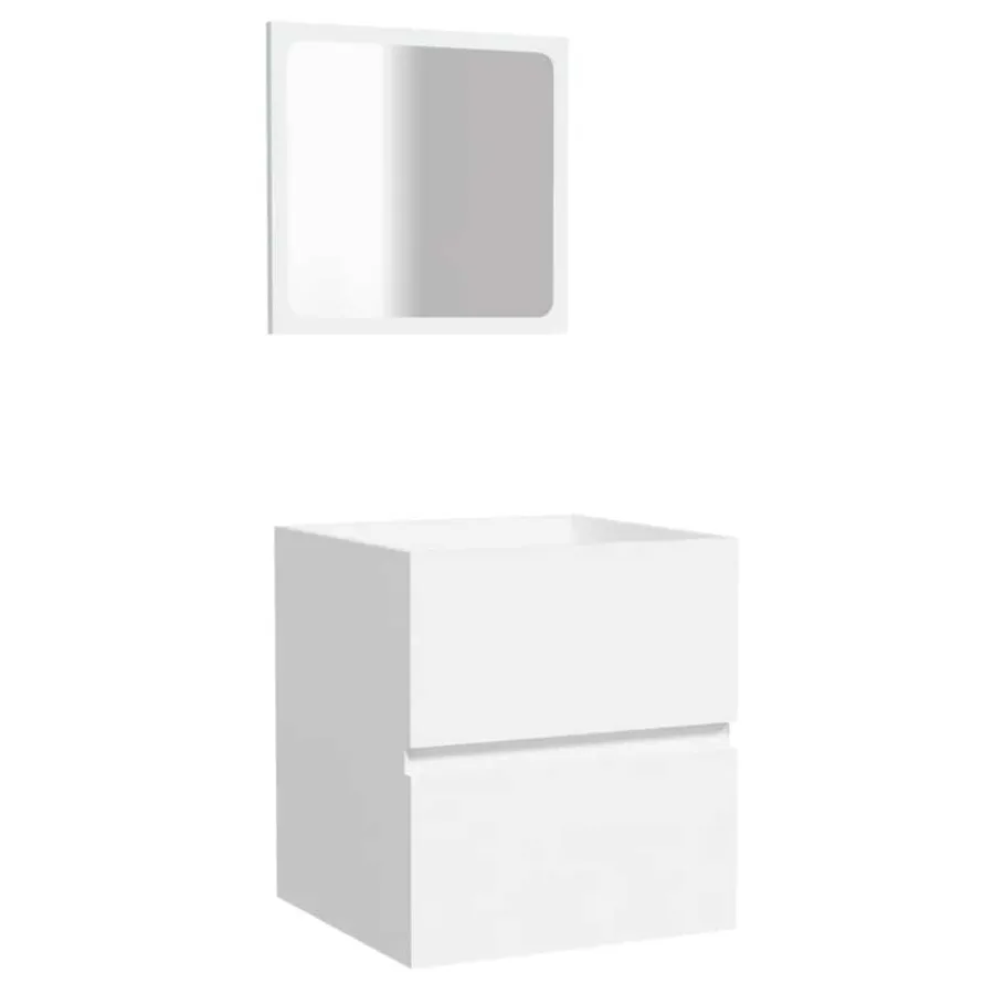 Armoire de salle de bain avec miroir blanc bois d'ingénierie - 2