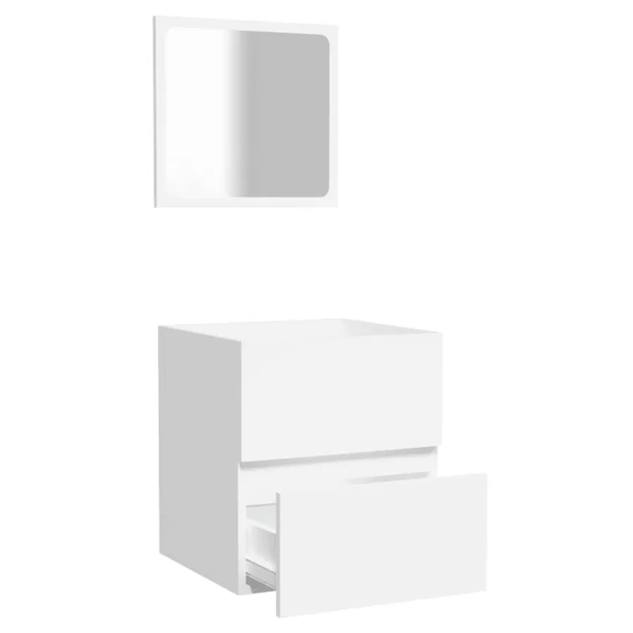 Armoire de salle de bain avec miroir blanc bois d'ingénierie - 5
