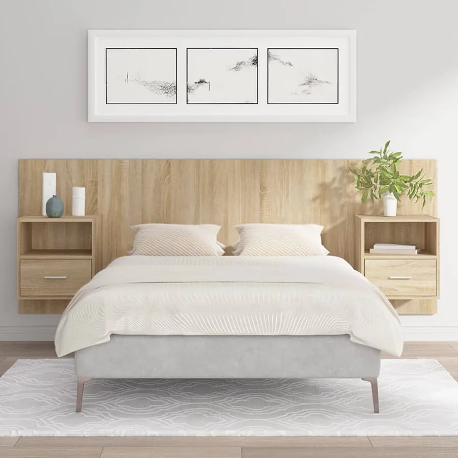 Tête de lit avec armoires Chêne sonoma Bois d'ingénierie