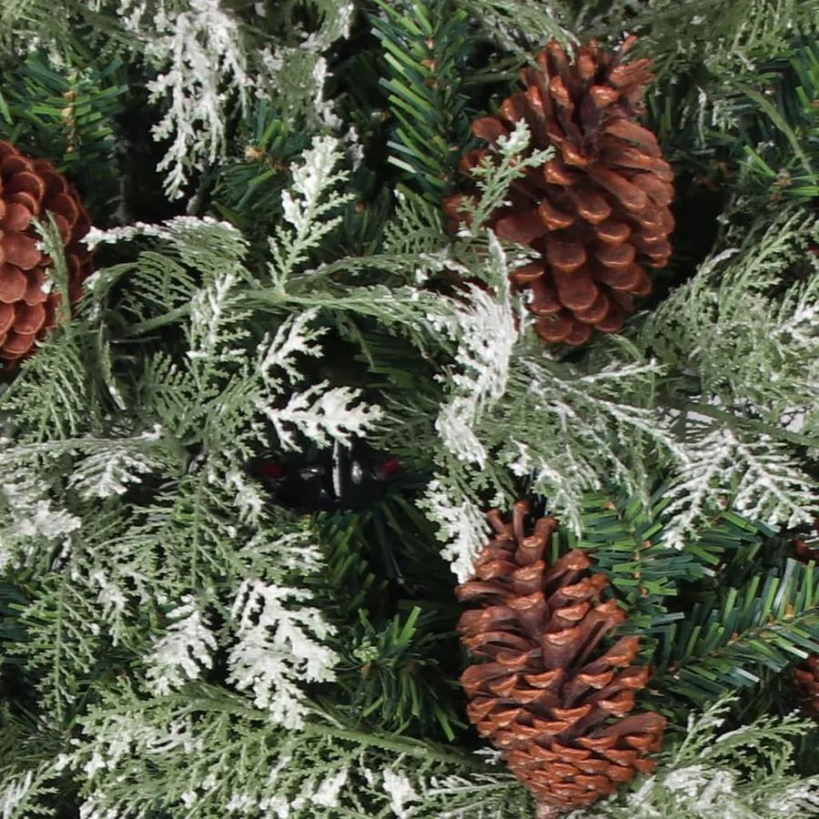 Sapin de Noël pré-éclairé pommes de pin vert blanc 195cm PVC PE - 5