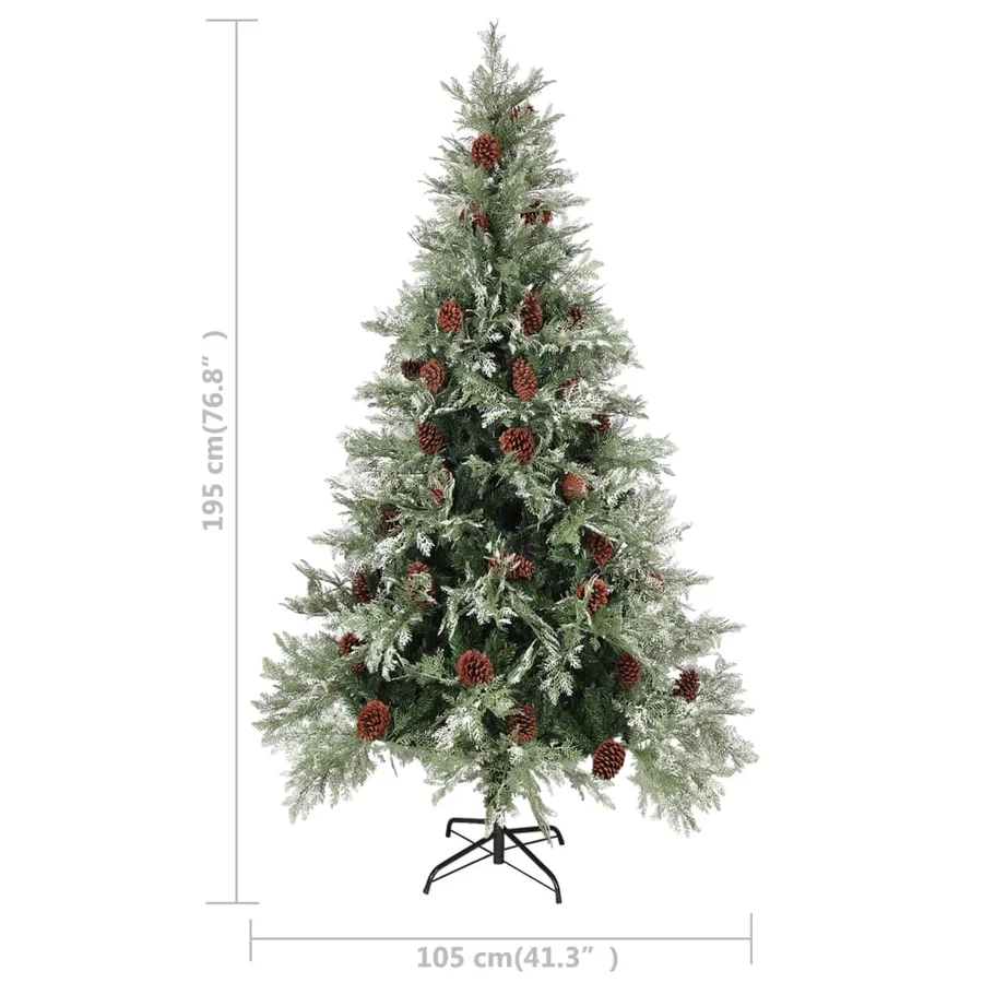 Sapin de Noël pré-éclairé pommes de pin vert blanc 195cm PVC PE - 8