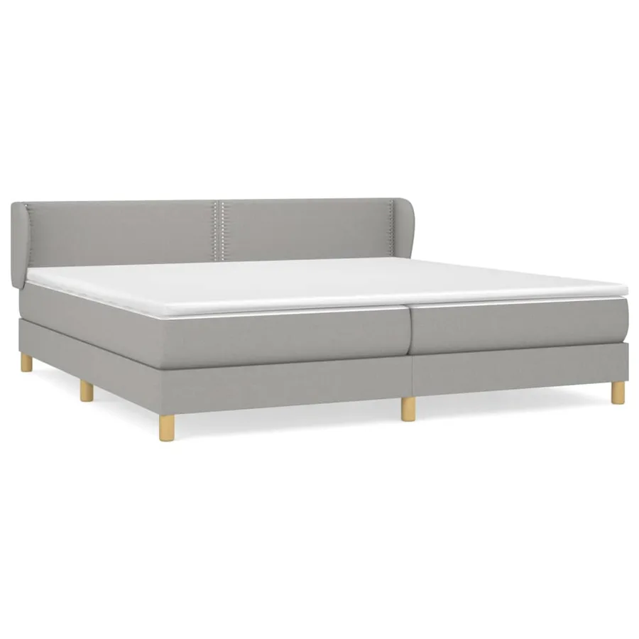 Sommier à lattes de lit avec matelas Gris clair 200x200cm Tissu - 2