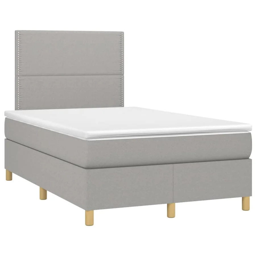 Sommier à lattes de lit et matelas et LED Gris clair 120x200 cm - 3
