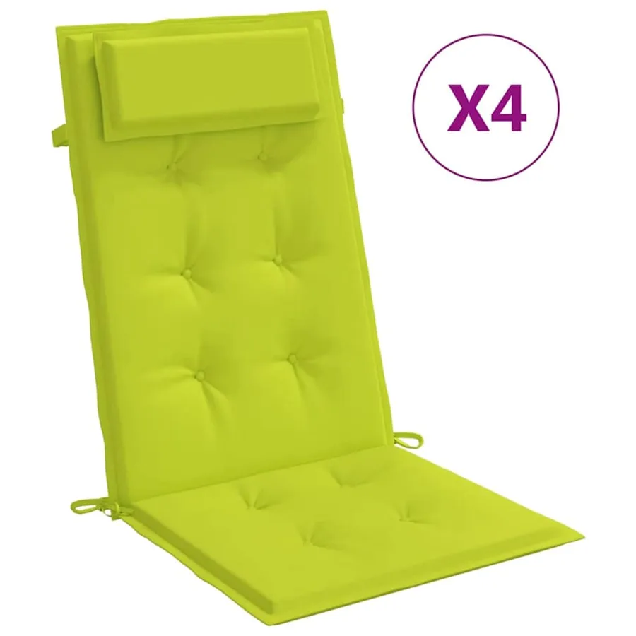 Coussins de chaise à dossier haut lot de 4 vert vif - 2