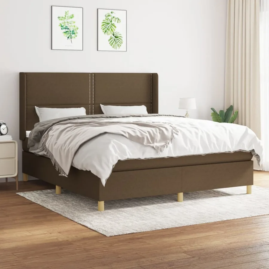 Sommier à lattes de lit avec matelas Marron foncé 180x200 cm