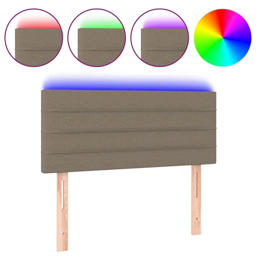 Tête de lit à LED Taupe 100x5x78/88 cm Tissu - 2
