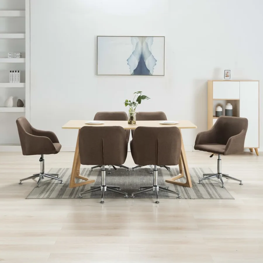 Chaises pivotantes à manger lot de 6 marron tissu