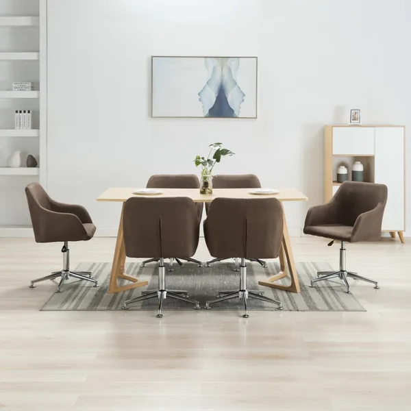 Chaises pivotantes à manger lot de 6 marron tissu