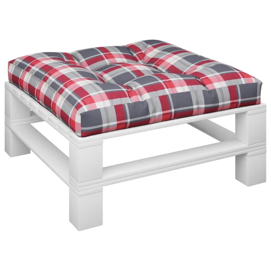 Coussin de palette motif à carreaux rouge 70x70x12 cm tissu - 3
