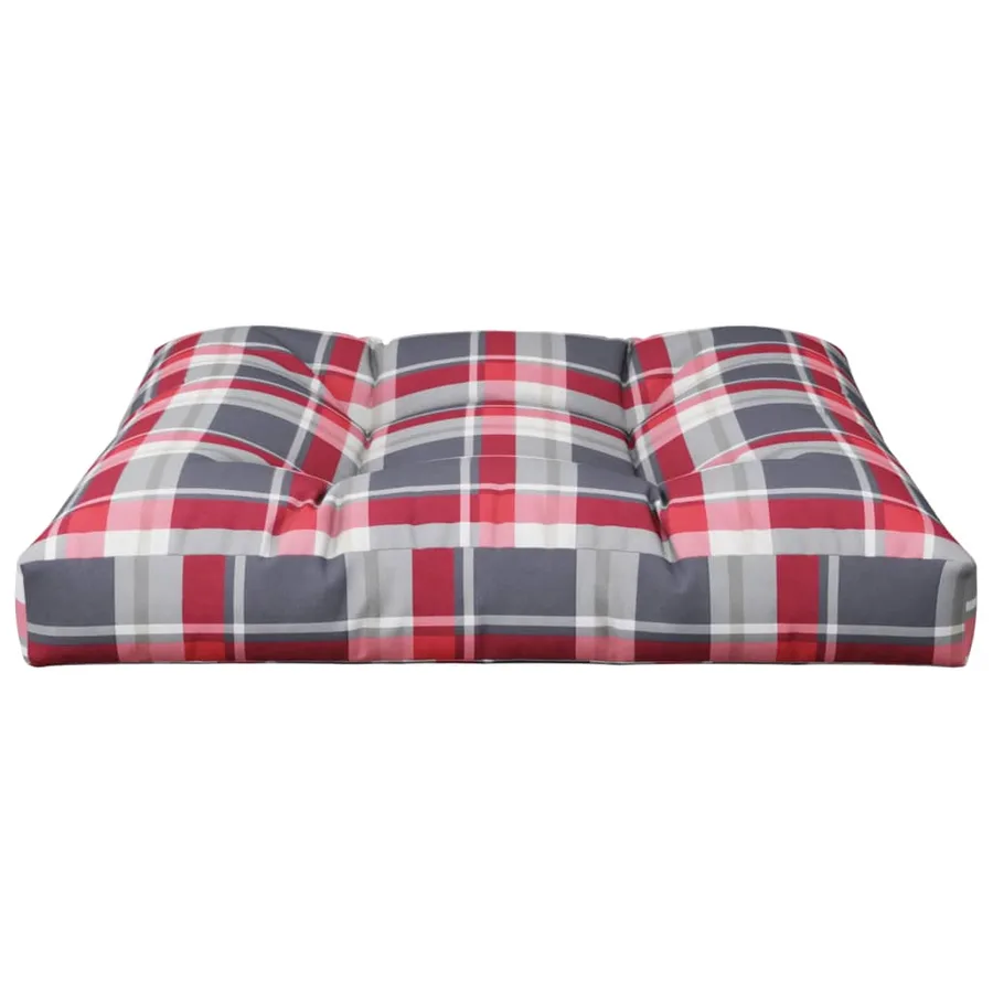 Coussin de palette motif à carreaux rouge 70x70x12 cm tissu - 4