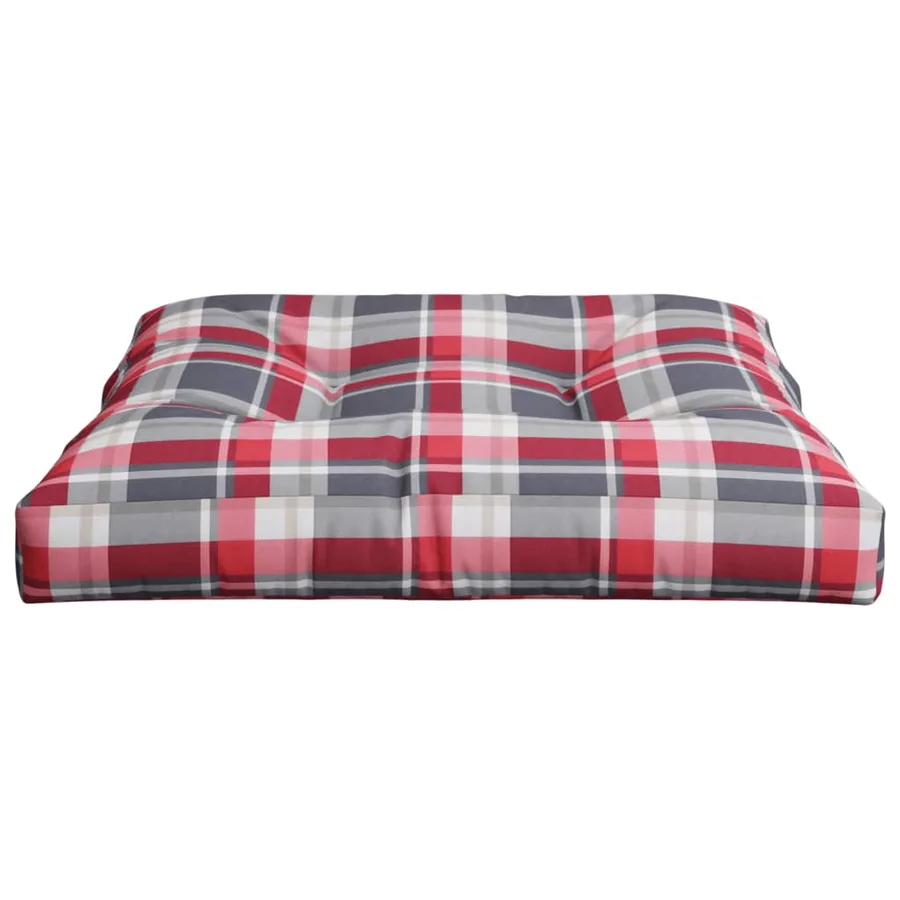 Coussin de palette motif à carreaux rouge 70x70x12 cm tissu - 5