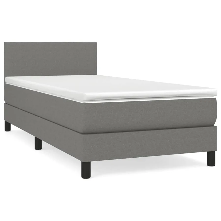Sommier à lattes de lit et matelas Gris foncé 90x190 cm Tissu - 2