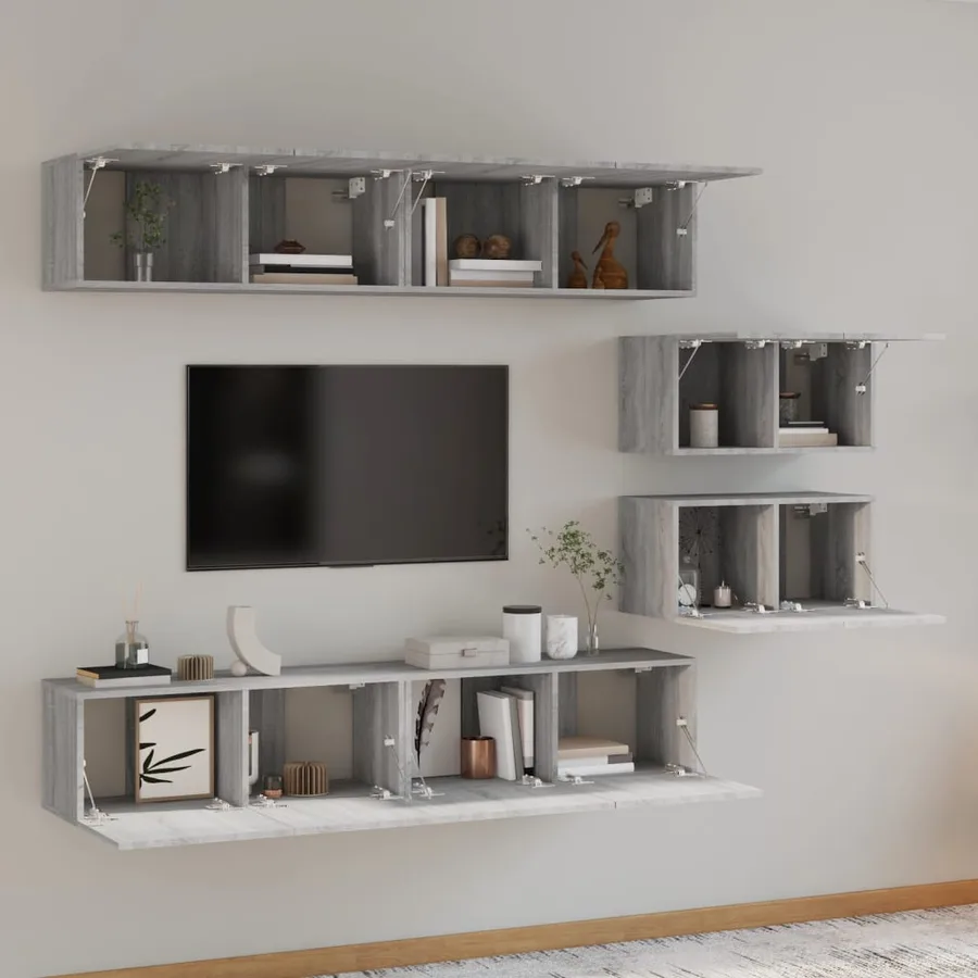 Ensemble de meubles TV 6 pcs Sonoma gris Bois d'ingénierie - 6