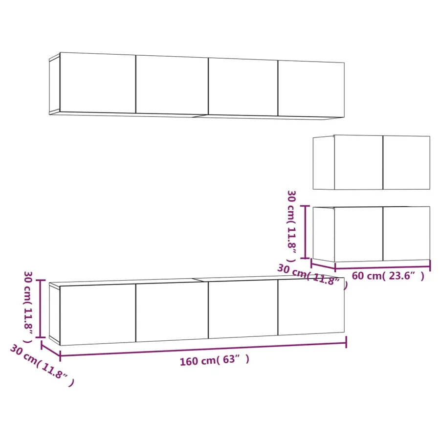 Ensemble de meubles TV 6 pcs Sonoma gris Bois d'ingénierie - 9