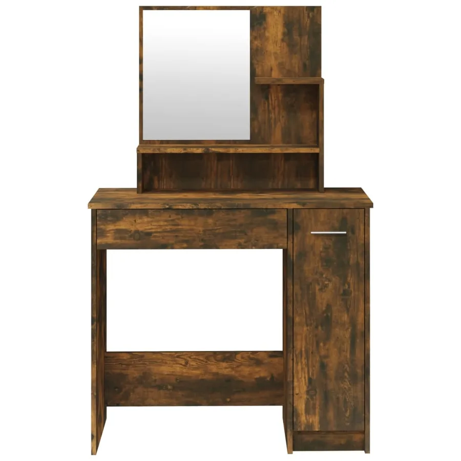 Coiffeuse avec miroir Chêne fumé 86,5x35x136 cm - 6