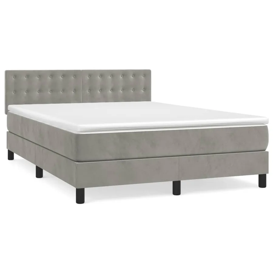 Sommier à lattes de lit et matelas Gris clair 140x200cm Velours - 2